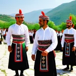 Home 5 북마케도니아 전통 의상 - **Vibrant Village Festival Scene:**
"A lively outdoor scene depicting a traditional Macedonian v...